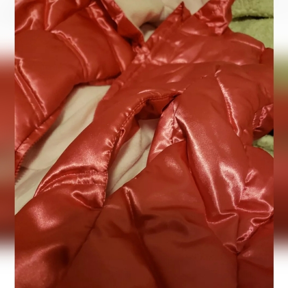 Faded Glory Girls S 6-6x Hooded Pink Shiny Puffer CoatPockets Attached InnerCuff - Picture 4 of 7